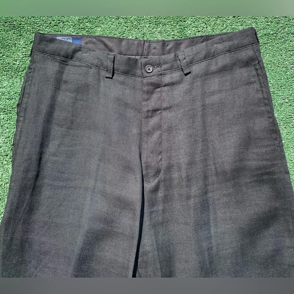 VTG 90s Polo Ralph Lauren 100% Linen Black Buttonfly Pants Mens 34 USA Made